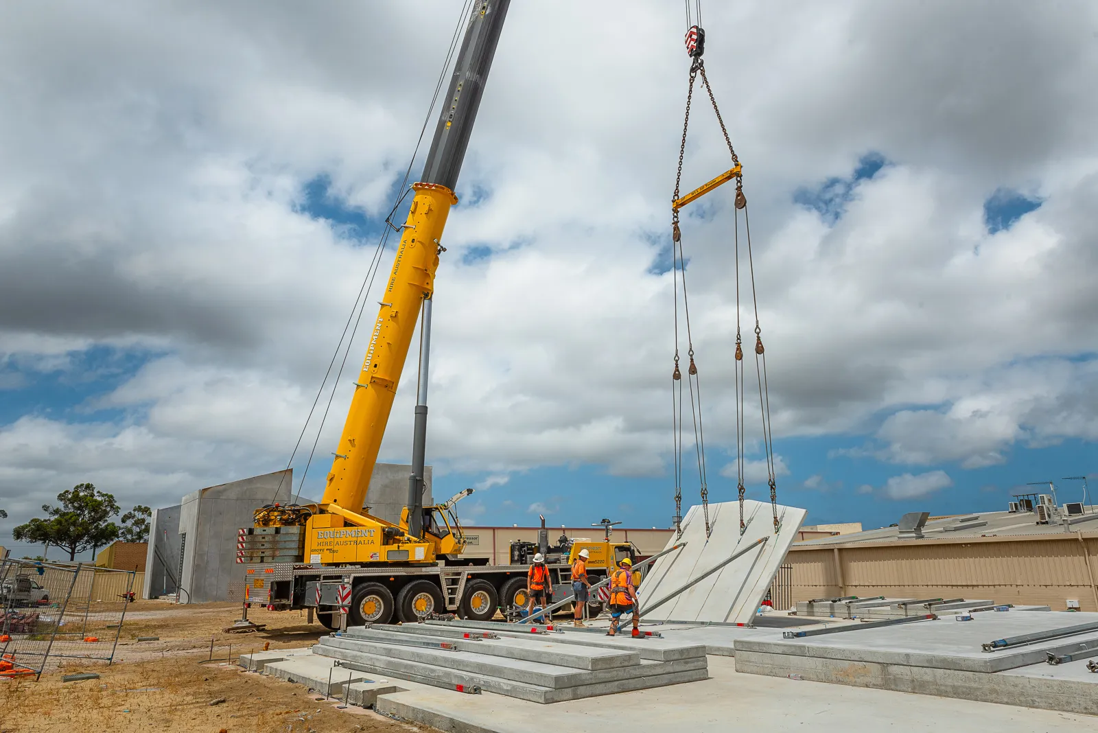 JD Rigging & Construction, Equipment Hire Australia crane lifting concrete panels 